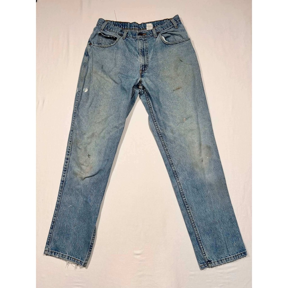 Vintage Levis 545 Loose Fit Jeans 34x32 Light Wash Orange Tab Made in USA Denim